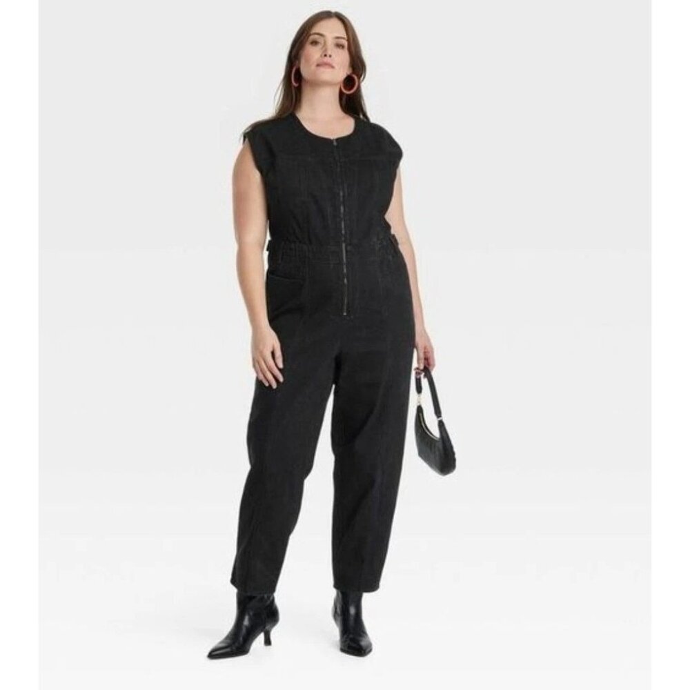 Universal Thread Women's 12 Sleeveless Denim Jumpsuit  Black N0800 - Picture 2 of 11